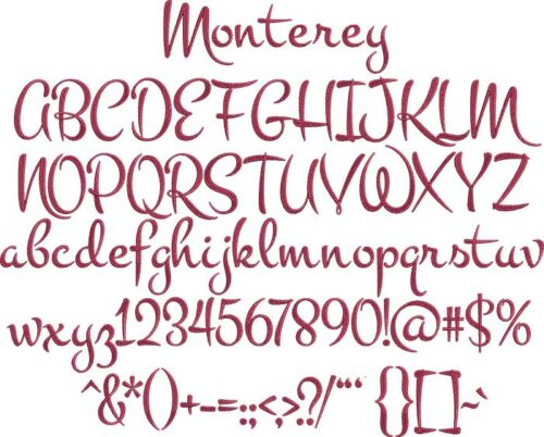 Monterey Bx Embroidery Font