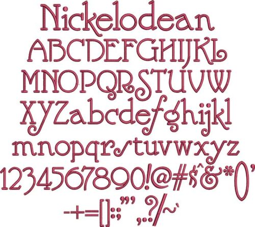 Nickelodean BX embroidery font