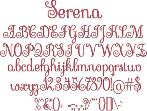 Serena BX embroidery font