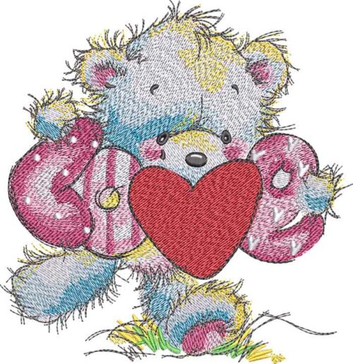 Teddy Bear Love embroidery design