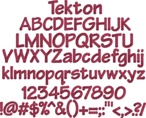 Tekton BX embroidery font