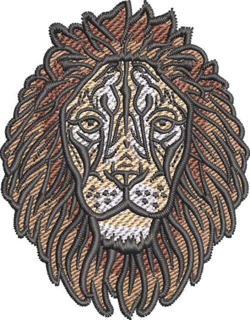 Lion face embroidery design