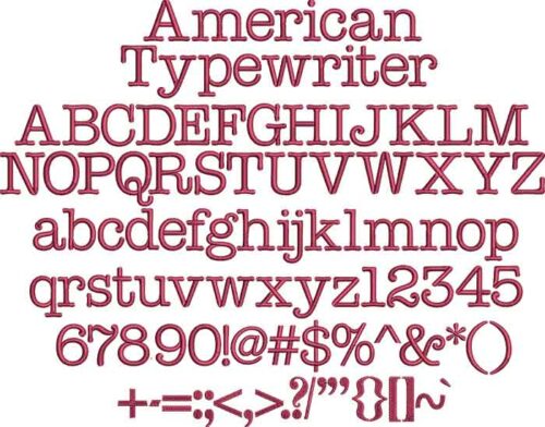 American Typewriter BX embroidery font