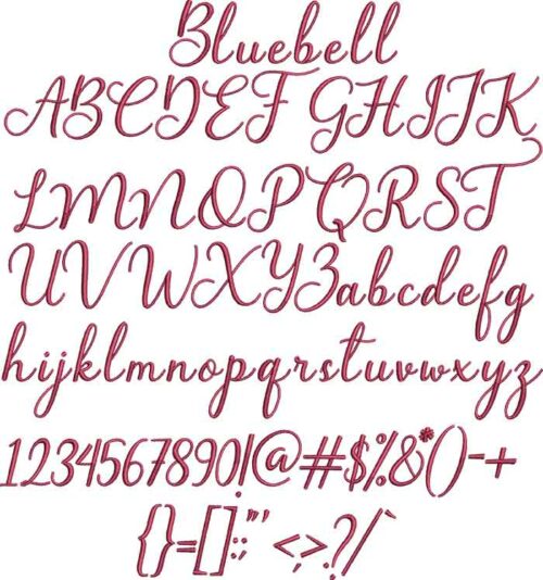 Bluebell BX embroidery font