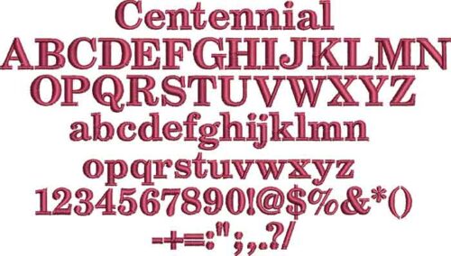 Centennial BX embroidery font