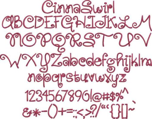 CinnaSwirl BX embroidery font