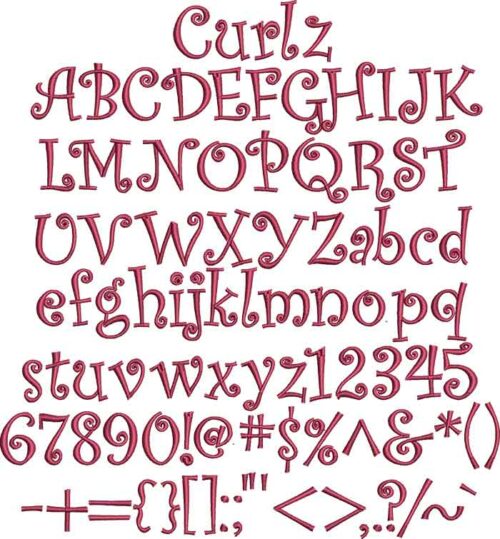 Curlz BX embroidery font