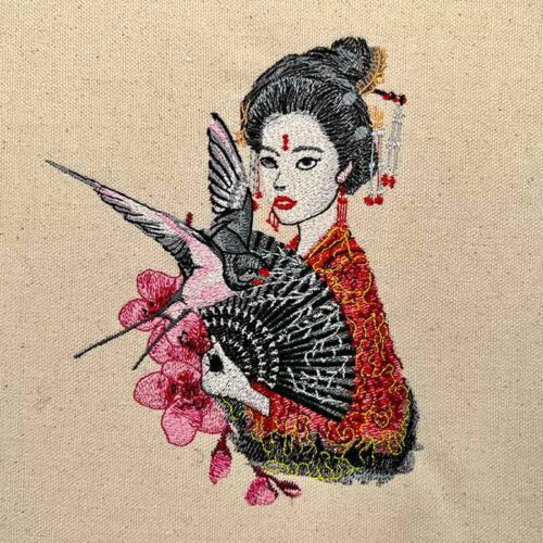 Okinawa geisha girl 7 inch embroidery design