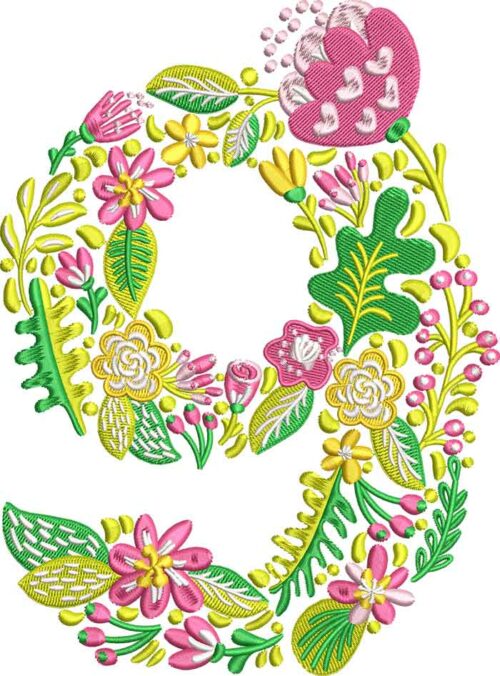 Summer Flowers Font 9 embroidery design