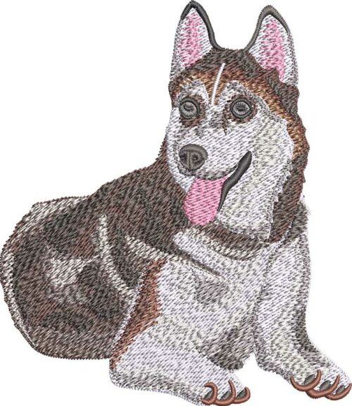 Husky dog embroidery design