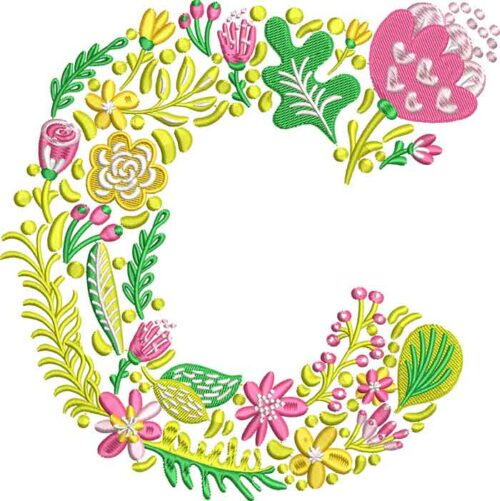 Summer Flowers Font C embroidery design