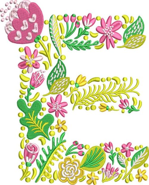 Summer Flowers Font E embroidery design