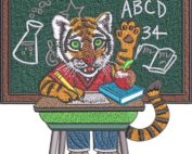 School Tiger Embroidery Design