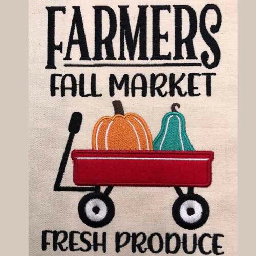 Farmers market applique embroidery design