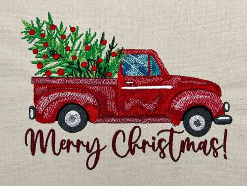 Christmas truck embroidery design