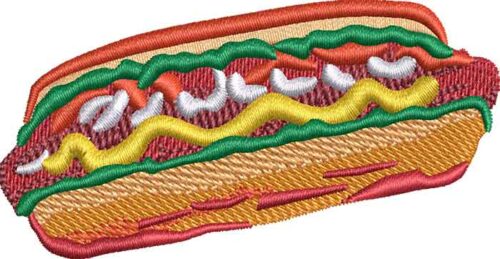 Water-colour hot dog embroidery design