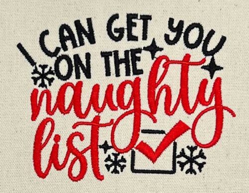 naughty list embroidery design