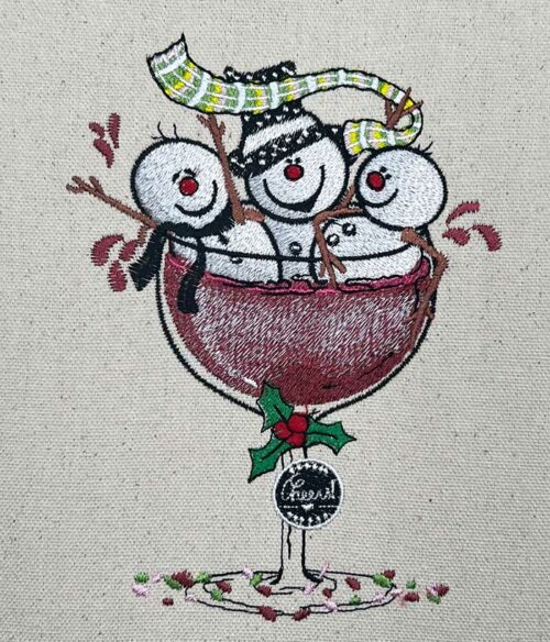 snowman wine tub party embroidery design