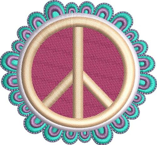 Hippie Art peace embroidery design