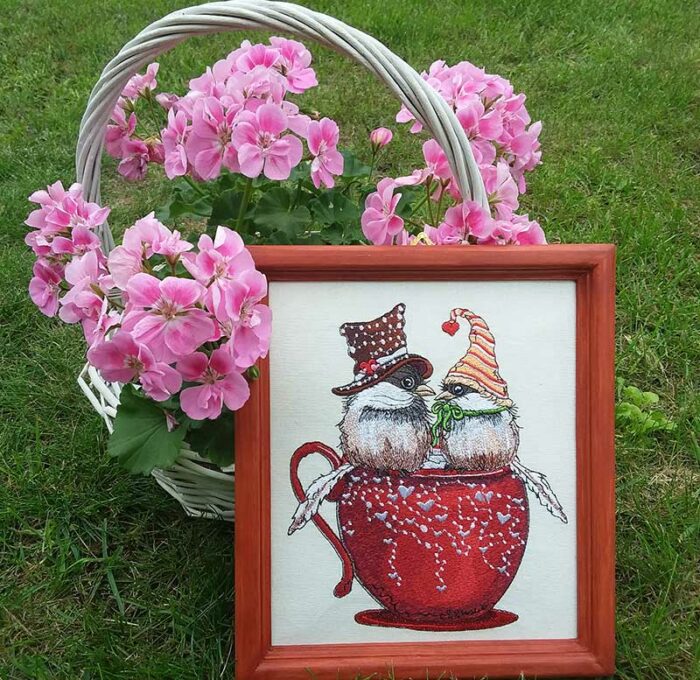 chickadee valentine cup frame