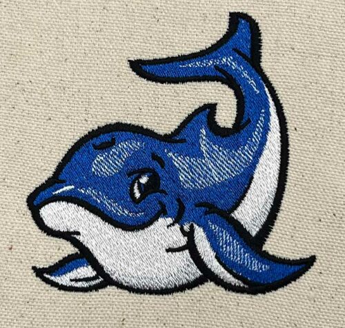 smiling dolphin embroidery design