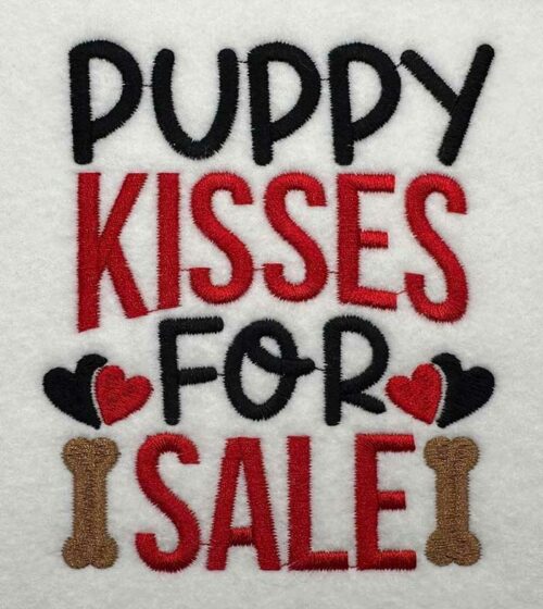 Puppy Kisses for sale embroidery design