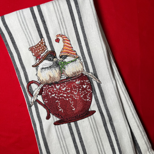 Chickadee cup towel