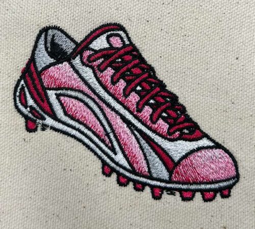 Pink Football cleat embroidery design