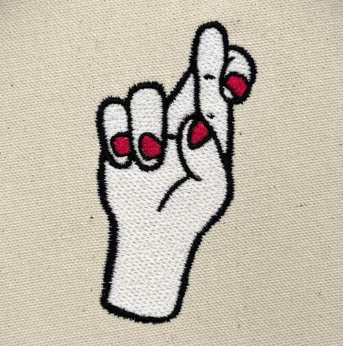 Grunge Girls fingers crossed embroidery design