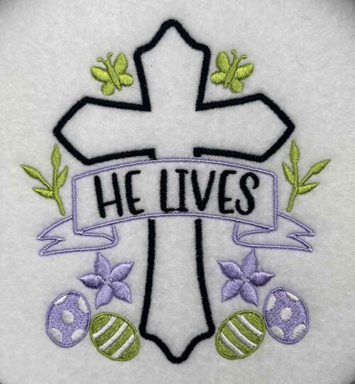 He Lives, embroidery design