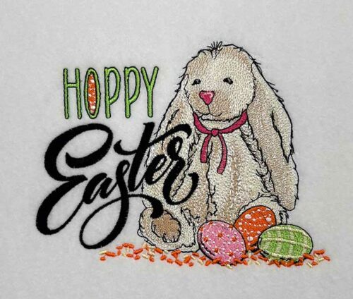 hoppy easter bunny embroidery design