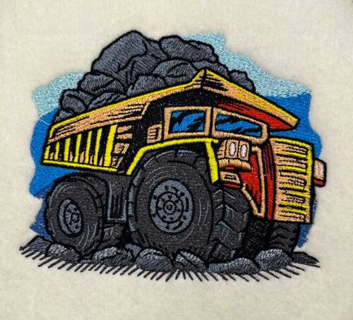 dump truck embroidery design