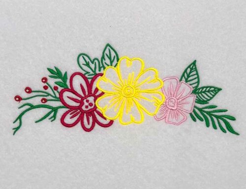 Floral Frame monogram flowers embroidery design