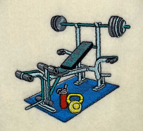 weight machine embroidery design