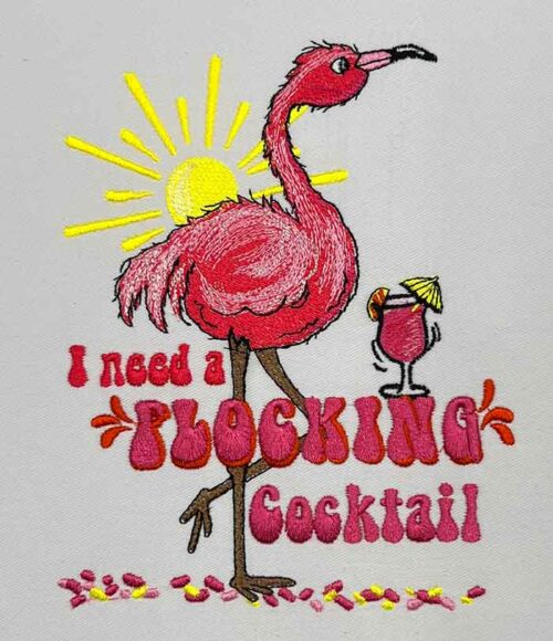 Flamingo Cocktail embroidery design