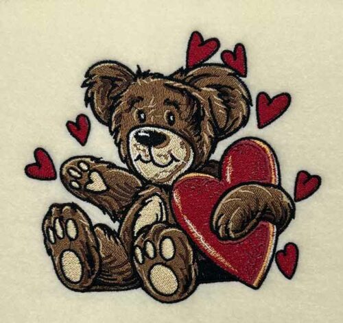 Teddy bear love embroidery designs