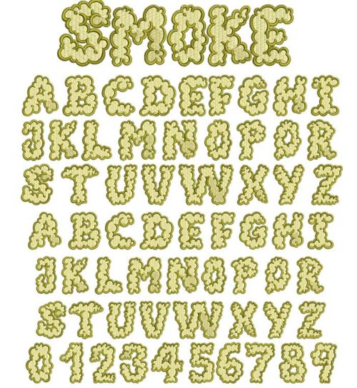 Smoke 2 color 35mm Esa Embriodery Font