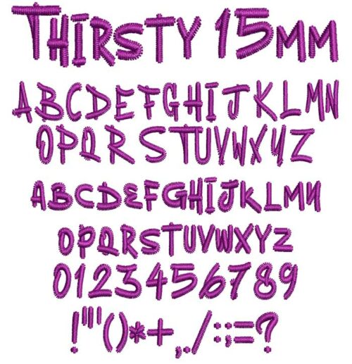 Thirsty 15mm esa font