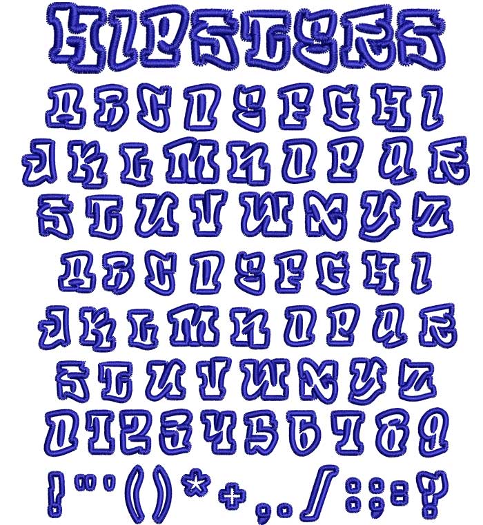 Hipsters 20mm ESA Embroidery Font