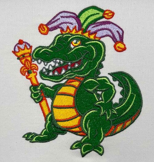 Mardi Gras Gator embroidery design