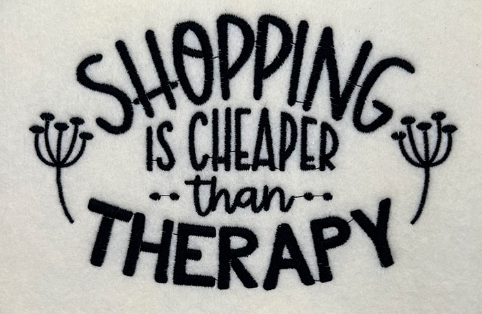 shopping therapy embroidery design