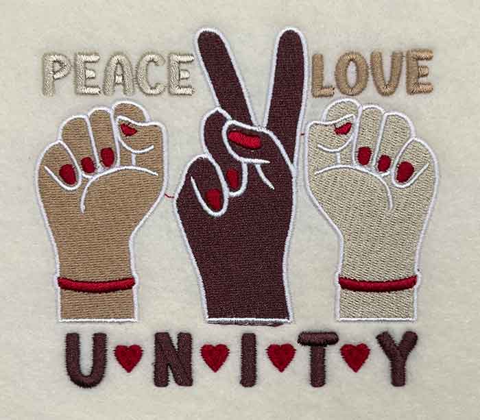 peach love unity embroidery design