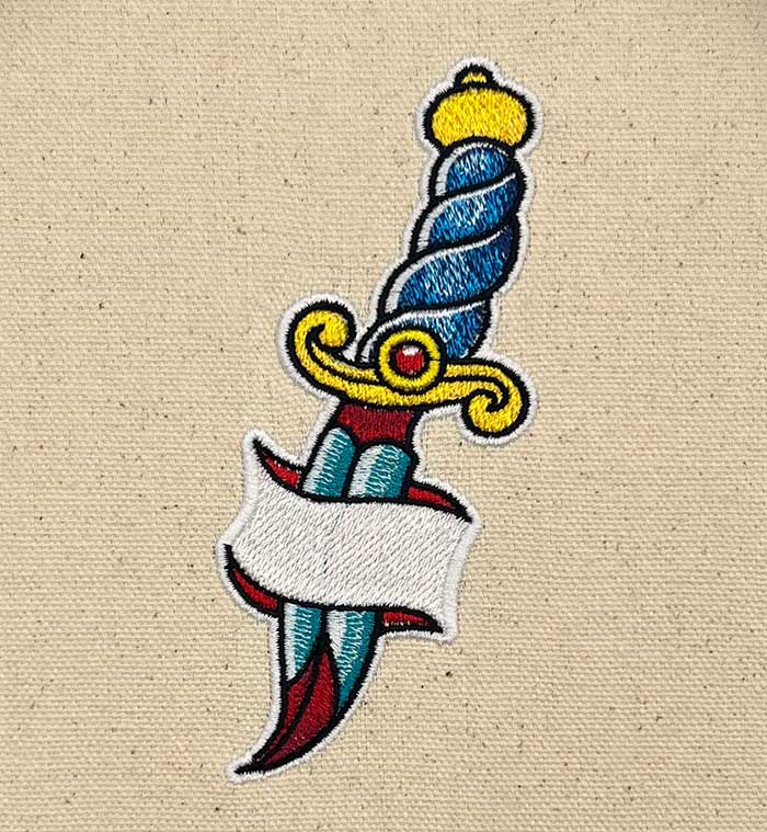 Dagger tattoo embroidery design