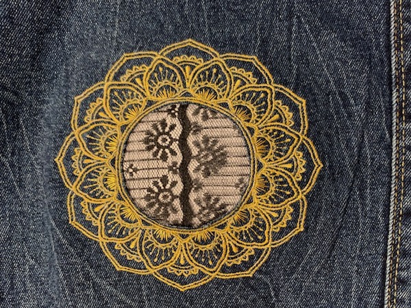 denim hole lace