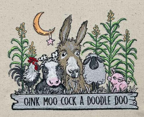 Barnyard gang embroidery design