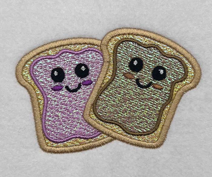 peanut butter jelly mylar embroidery design