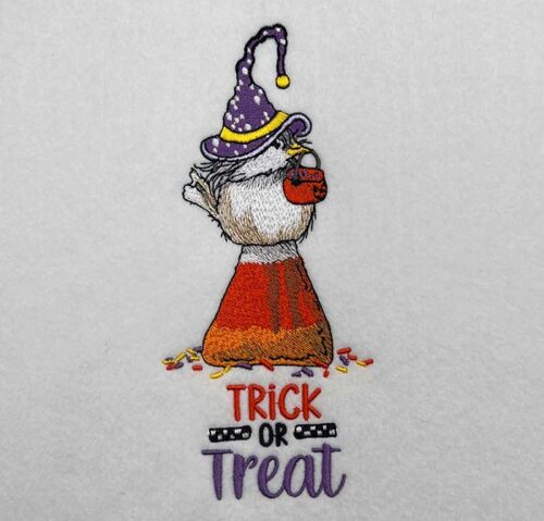 Candy corn chickadee embroidery design