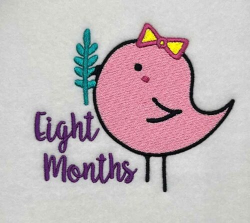 milestones 8 months embroidery design