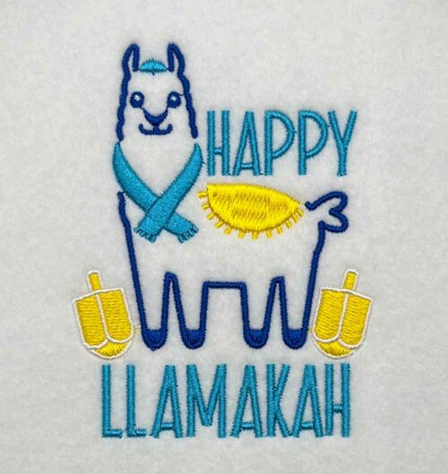 Happy Llamakah embroidery design