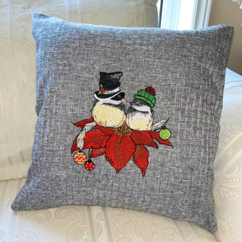 chickadee cushion